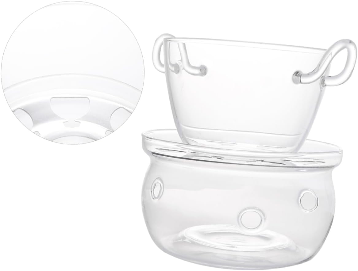 1set Trapezoidal Glass Chocolate and Cheese Melt Pot with Base for Melting Butter and Chocolate at Parties Home Gatherings