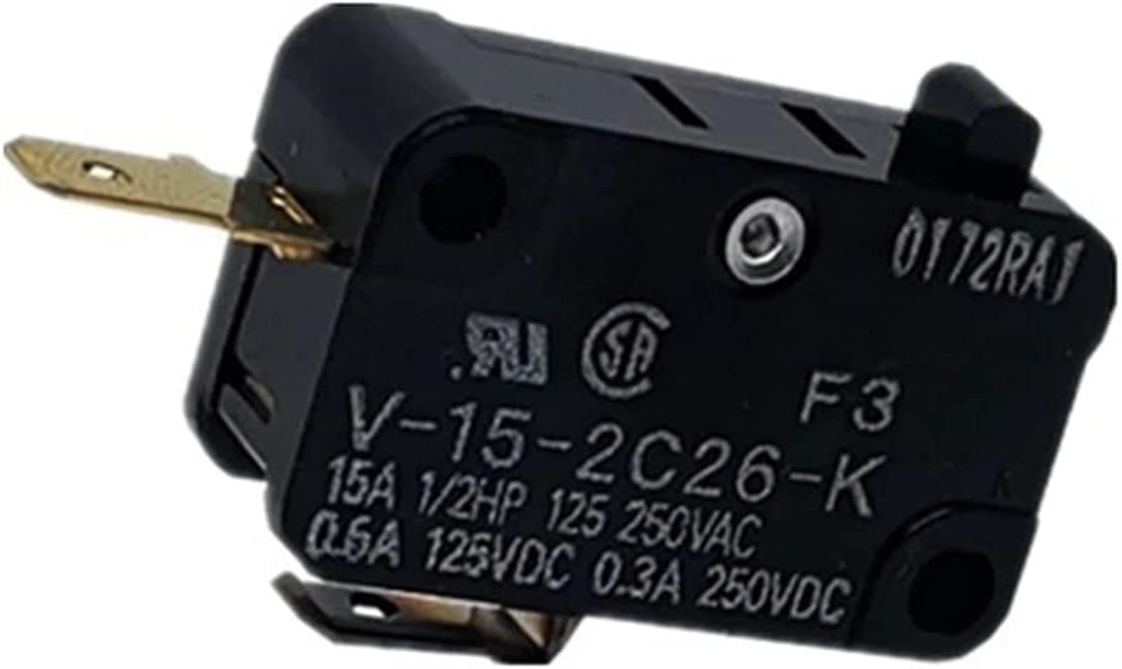 AHLOKI Microinterruptores 5 uds V-15-2C26-K Microinterruptor Grande 2 Pines Normalmente Cerrado Interruptor de límite Chapado en Oro sin Mango