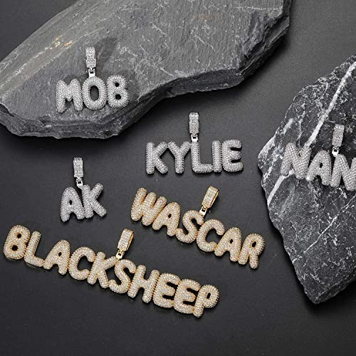 Custom Letters Name Necklace Iced Out Name Necklace Personalized with 24 Inch Rope Chain Customized Name Pendant Initials Necklace Hip Hop Necklace for Men Women2
