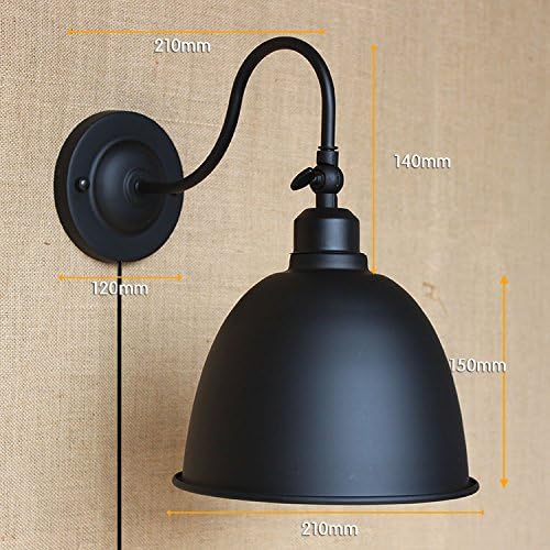 Kiven Classic Curved Arm Wall Lamp Restaurant Creative Black Bowl-Shaped Lamp Industrial Retro Wall Lamp On/Off Plug-in Switch Cord Bulbs Included