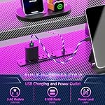 47 Inch Gaming Desk with Power Outlet & LED Lights, Corner Computer Desk with 3 Tiers Storage Shelves, Home Office Desk with Monitor Stand for Small Space, Carbon Fiber Black - Image 5