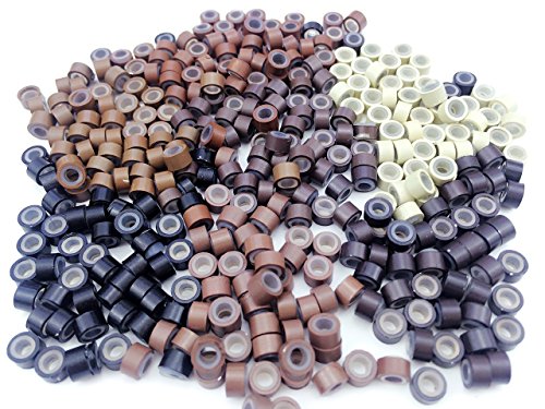 350 Multi Color 5mm Silicone Lined Micro-ring Links Beads Linkies for I Stick Hair Extension Installation and Feathers