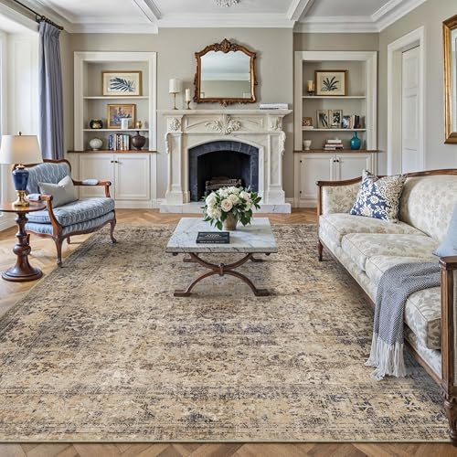 HUGEAR 8x10 Area Rug Brown Vintage Machine...