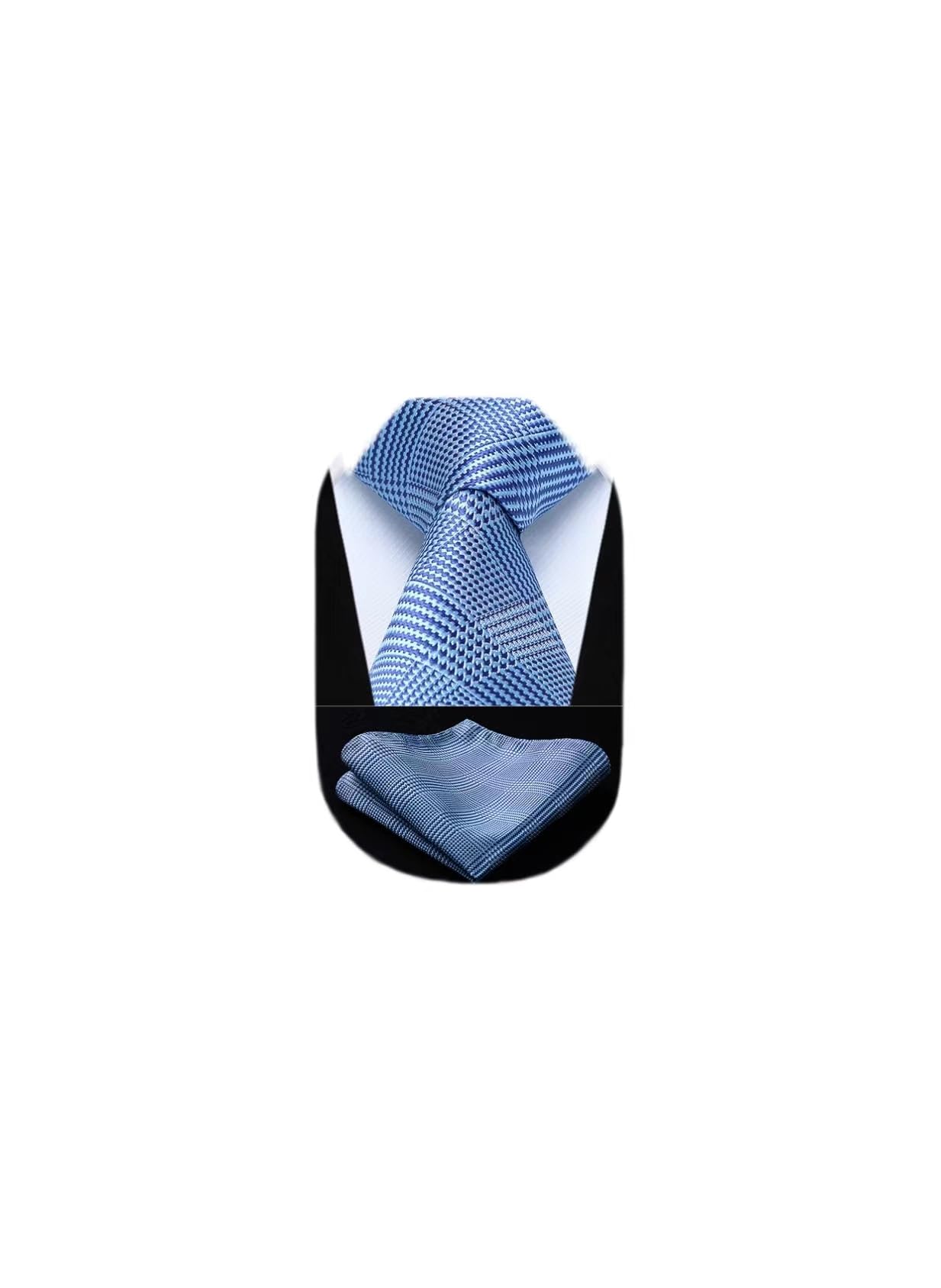 HISDERN Ties for Men Plaid Checkered Tie with Pocket Square Woven Business Formal Necktie Handkerchief Set Wedding Party