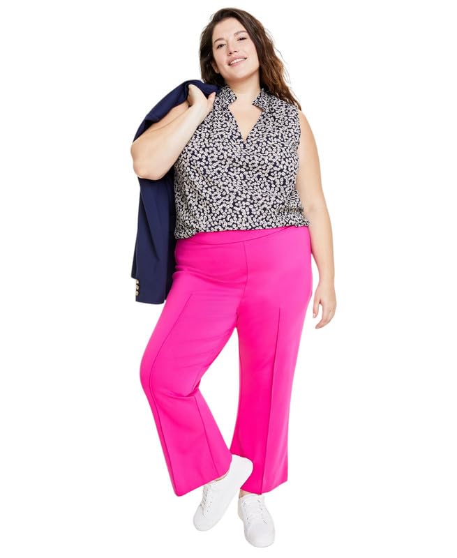 Womens Trendy Plus Size Pont Kick-Flare Ankle Pants Jazzy Pink 0X