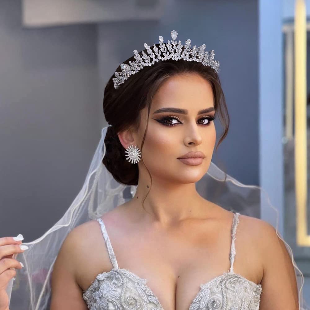 CZ srebrna ślubna tiary i korony dla kobiet, opaska na głowę, elegancka studniówka, słodka ozdoba na 16 urodzin, ozdoba na głowę, księżniczka z kryształową cyrkonią, akcesoria do włosów