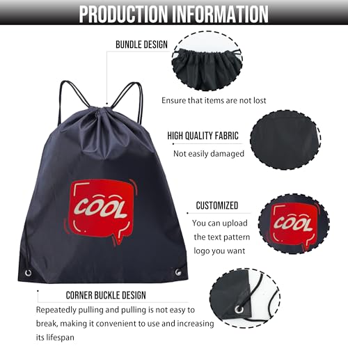 30-5000Pcs Custom Drawstring Backpacks Bulk, Drawstring String Bags Personalized with Logo/Text/Photo, Customized Bag for Gym, Camping, Beach, Outdoor Sports4