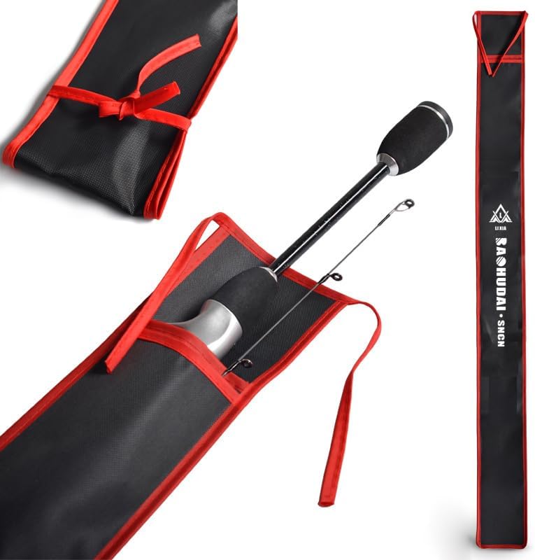 2 Pack Fishing Rod Bag 47'' 55 Inch Portable Folding Fishing Rod Case Compact Fishing Pole Sleeves Socks Protective Cover for 6’6” Spinning Fishing Rods 7’6” Lightning Rod Casting Rod image 4