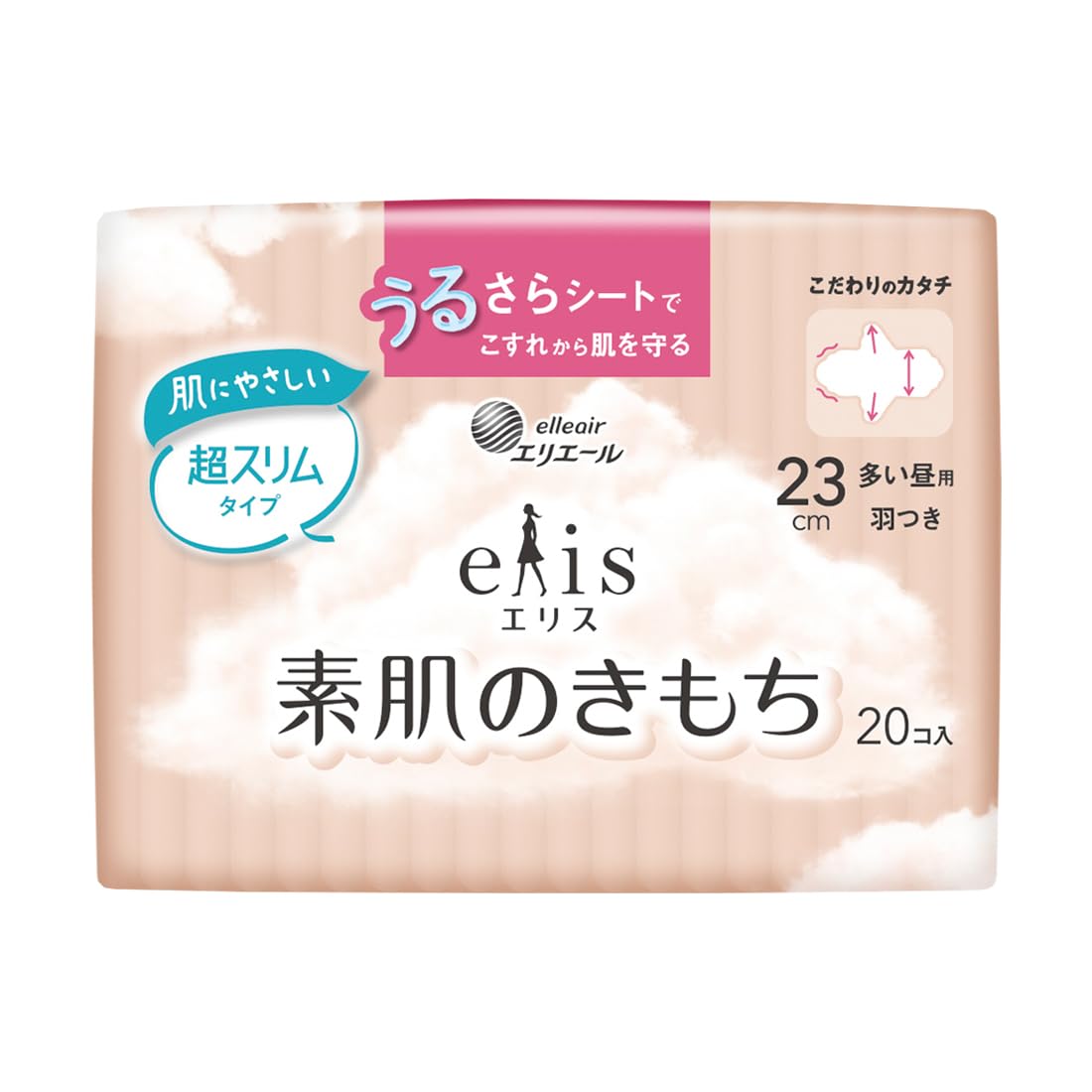 Amazon | エリス 素肌のきもち 超スリム 羽つき 23cm（多い昼用）20枚