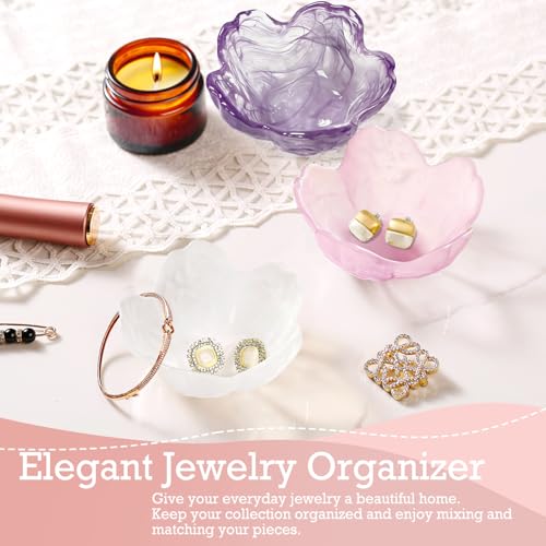Image of Gifts for Women Flower Jewelry Dish Ring Holder Jewelry Tray Vanity Organizer Room Decor Aesthetic Dorm Bathroom Decor Decorative Trinket Dish for Rings Earrings Necklaces Friendship Birthday Gifts