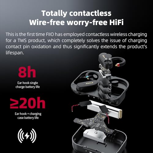 Image of FiiO UTWS5 2025 True Wireless Bluetooth Earbuds Hook & Headphone Amp for IEMs, AK4332 DAC, Hi-Res 96kHz /24bit LDAC -MMCX /0.78 2pins Connector, 10-Band PEQ, 20H Battery Life (MMCX) | Dual AK4332 Dacs, QCC5141 Bluetooth 5.2, Ldac and Aptx Adaptive, 8h per Charge, IPX4, 10-Band Peq