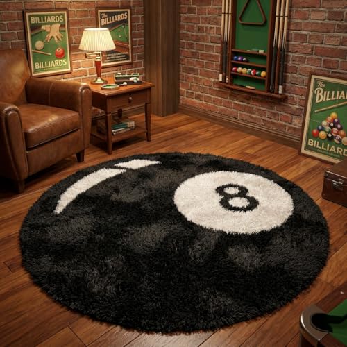 Image of Shaggy Polyester Microfiber Round Rug Carpet for Living Room | Ultra Soft Fluffy Plush Area Rug | Anti-Skid Non-Slip Backing | Washable Carpet for Bedroom- (4x4 feet, A9, Round)