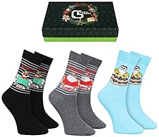 Creasocks Christmas Socks gifts for men women, Funny Christmas Stocking fillers, Novelty gift socks, santa, cookies, elf...