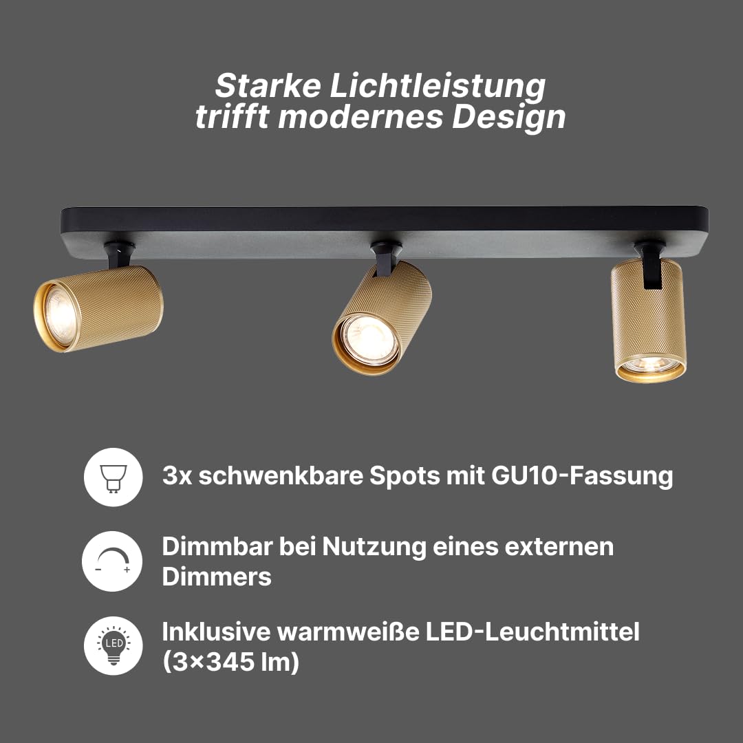 Brilliant Marty LED Deckenstrahler 3-flammig, dimmbar GU10
