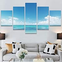 SIGNWIN 5 Panel Canvas Wall Art Modern Art Beach Coastal Expressive Global Multicolor Photography for Home Decorations Ready to Hang - 60