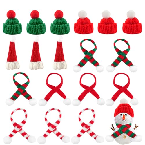 18 Stück Mini Weihnachtsmütze Und Mini-Schal, Flaschenverschluss,...