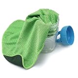 PUNHAIL Portable Cold Sweat Towel, Reusable Soft Absorbent Cooling Portable, Soft Breathable Microfiber Towel for Yoga, Gym, Running, 35.5x12 Inch (Green)