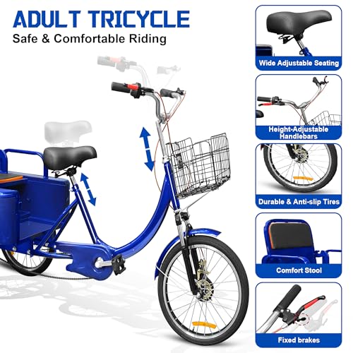 MOOITZ Adult Tricycle, 20 Inch 3-Wheel Bikes Carrying