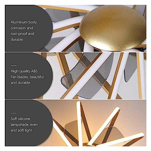 Ventilateur de plafond en cuivre pur avec plafonnier LED et télécommande - 4