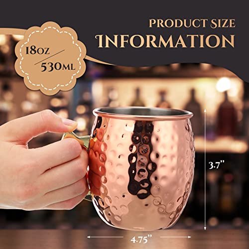 16 Packs Moscow Mule Cups 18 Oz Rose Gold Stainless Steel Mule Mugs With Straws Lacquered Hammered Finish Cups For Friends Family Loved Ones Wedding Gift #TOP2