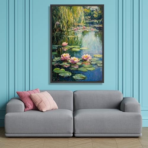 Tableau nénuphars prêt à accrocher pour décoration murale