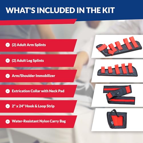 Image of Dixie EMS Fracture Splint Kit - Emergency Immobilization Set with Arm & Leg Splints, Shoulder Support & Carry Bag - First Responder, EMT, Paramedic & Medical Use