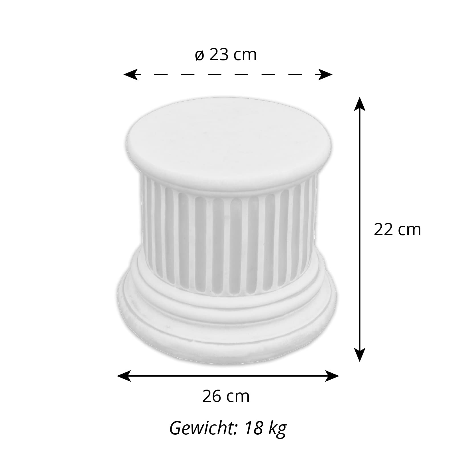 gartendekoparadies.de Colonne de Socle à Base Solide, Hauteur 23 cm, Ø 26 cm, Ø au-Dessus de 22 cm, Gris, Poids 17 kg, en Pierre moulée résistante au Gel