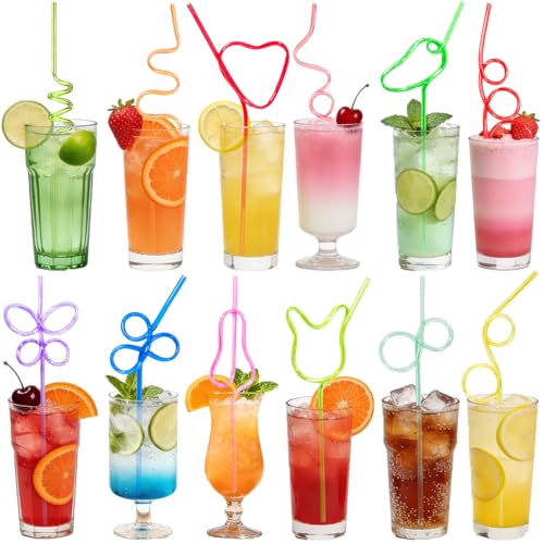 36 Silly Crazy Straws for Kids,School Children's Day Party Supplies Decor-Reusable Plastic Drinking Straws for Classroom Prize Summer Beach Pool Birthday Wedding Bachelorette Party Decoration Favors