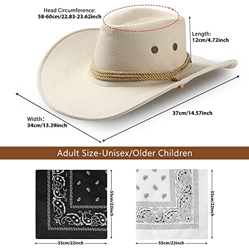 Image of Zhanmai 12 Pcs Cowboy Hat and Bandana Cowboy Cowgirl Hats Bulk Western Party Costume Halloween Accessory