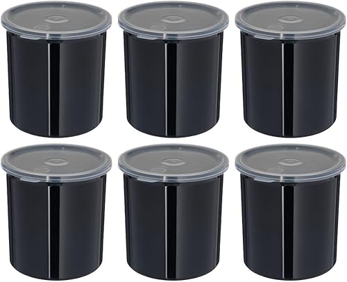 Recipientes Carlisle de color liso, de forma redonda, con tapas, capacidad de 1,24 cuarto de galón, Negro, 6