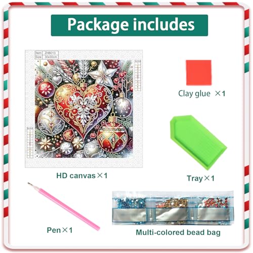Image of 5D Special Shape Diamond Art Kits for Beginners, Diamond Art Painting Kits for Adults, Crystal Rhinestones Diamond Painting for Home Wall Christmas Decoration Gift 11.8x11.8 inch, Christmas Balls