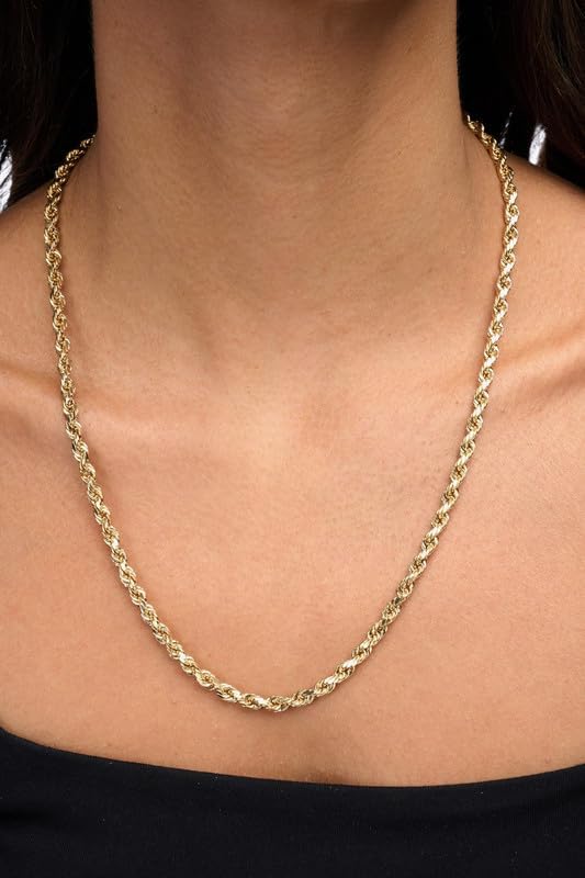 Gold Rope Chain Necklace for Men & Women – 100% Real 10k or 14k Gold, Lightweight, Premium Craftsmanship3