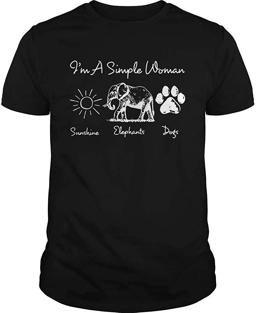 kankun Iâ€™m A Simple Woman I Love Sunshine Elephants and Dogs Tshirt - T Shirt for Men and Woman Blacks