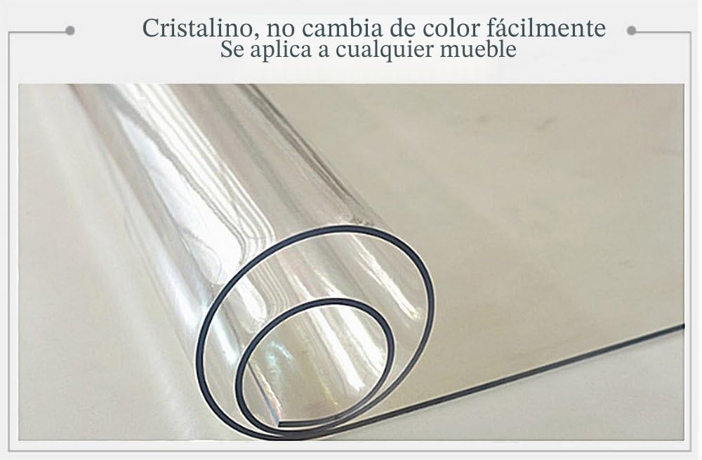 Protector de Mesa Transparente de 90 x 160cm,PVC Portada de la Tabla,2 mm,para Cocina Comedor Muebles de Madera Cubierta Mantel
