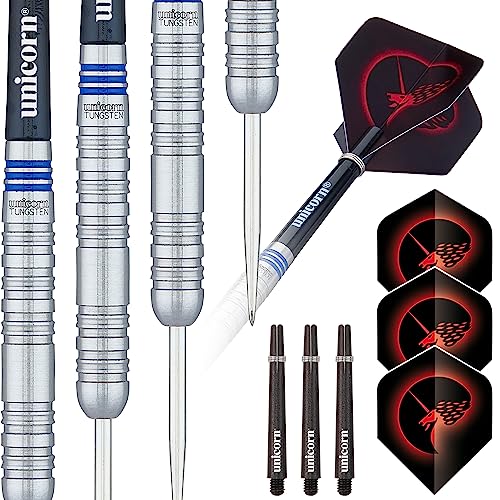 Unicorn Steel Tip Professional Darts Set, Silver, 26 g