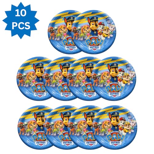 Image of Wanna Party Cute Paw Theme Inspired Paper Plates (10 Pcs) | Paw Theme Birthday Plates for Kids | Cute Puppy Theme Party Tableware for Birthday Decoration & Celebration Supplies
