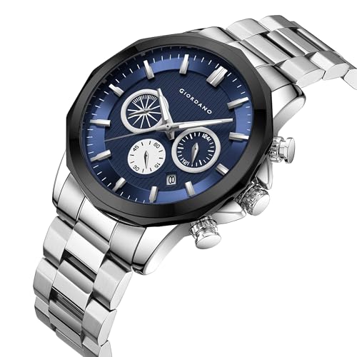 Image of Giordano Multi-Function Analog Watch for Men with Textured Dial, Classic Stainless Steel Strap and Date Function