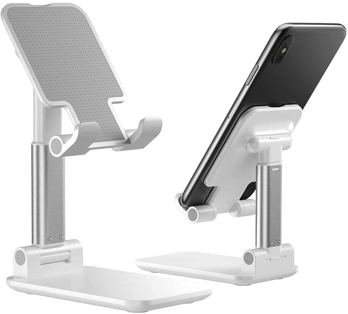 V311 Foldable Mobile Stand Tabletop Stand Adjustable Phone Holder and iPad Stand & for Bed, Table, Office, Video Recording Compatible with All Smartphones, Tablet (Black, White & Pink)-image-33