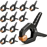 12 Pcs Spring Clamps Heavy Duty - 3.5 Inch Wood Clamps Spring Clamp for Woodworking, Crafts, Photography Backdrop Stand,Balloon Arch and More with Non-Slip Grip and Rust-Free Design,Orange