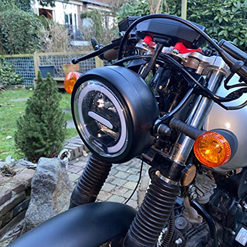 Duilu 5.75 Inch Round Motorcycle Led Headlight With White Halo And Brackets Assembly - Universal Front Headlamp Features Distance Light High Low Beam Refit Headlight (White Light) #TOP6