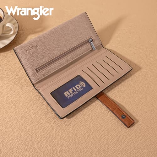 Montana West X Wrangler Slim Womens Wallet Bifold Long Wallet Card Organizers Ladies Minimalist Wallets wtih Zipper Pocket2