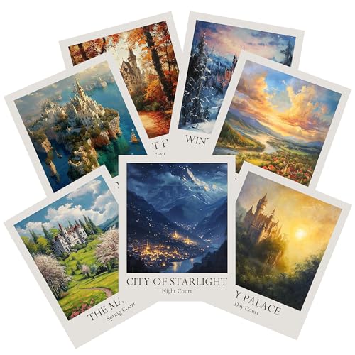 TwoDays Fantasy Novel Inspired Room Decor, Seven Courts of Pythia Gallery Wall Art Prints for Fans Gifts, Night Court Poster for Bedroom.(8' X 10', Set of 7, UNFRAMED)