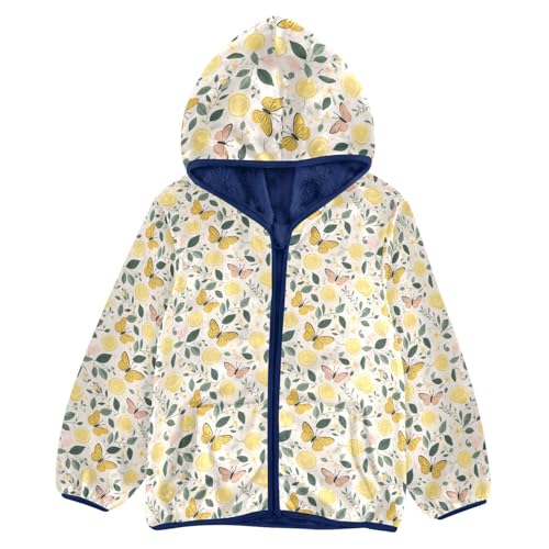 Lemon Butterfly Boys Fleece Coat,Children's Zip-Up Hoodie Jacket,Baby Warm Fashion Outerwear 3-10T,A113291