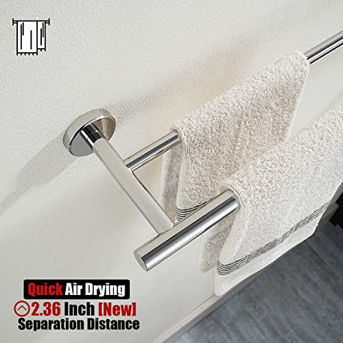 Jqk TB100L24-CH Chrome Towel Bar, 24 Inch 304 Stainless Steel Thicken 0.8Mm Double Bath Towel Rack For Bathroom, Towel Holder Polished Chrome Wall Mount thumb #5