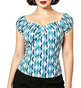 YARN & INK Women's Rockabilly Top 1950s Classic Leopard Print