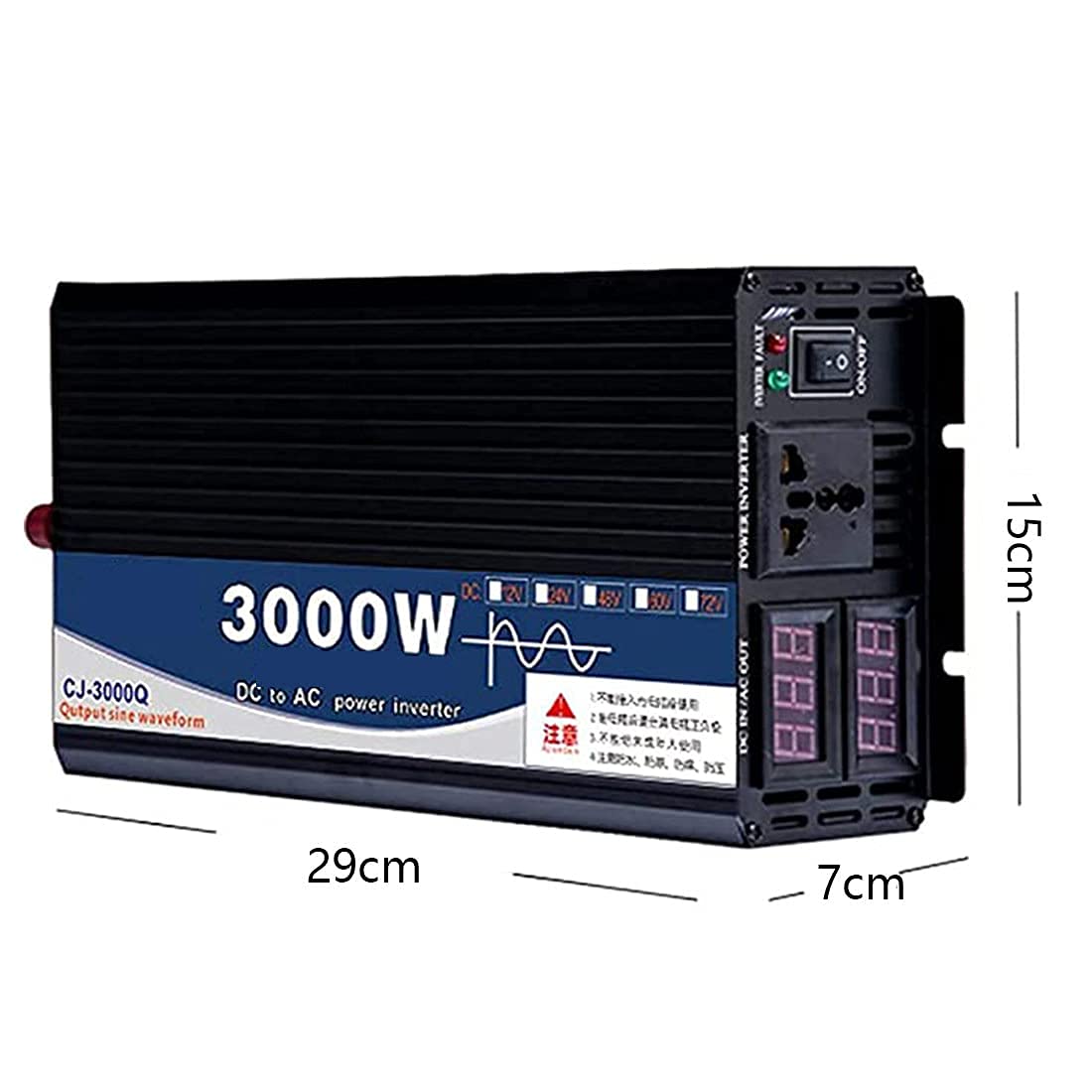RajoNN Inversor de Corriente 3000W 4000W 5000W Inversor de Onda Sinusoidal Pura DC 12v 24v 48v 60v a AC 110v-220v con Salidas de CA y Pantalla LCD Adecuado para Acampar,3000W-48V
