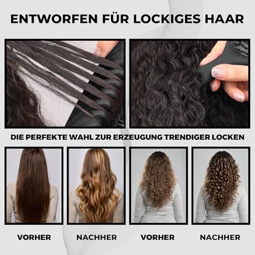 FABIHA® 𝐏𝐑𝐄𝐌𝐈𝐔𝐌 Lockenbürste - curly hair bush - Bio Haarbürste ohne ziepen - Wildschweinborsten Bürste - Die Originale… – Ansicht 3