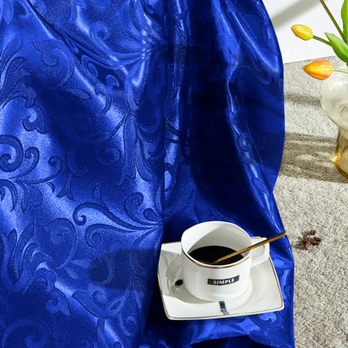 VACVELT Tissu jacquard damassé en satin brillant, bleu roi de 152,4 cm de large, tissu brocart soyeux pour robe de mariée, décorations de mariage, artisanat, couture, drapé (4,6 m)