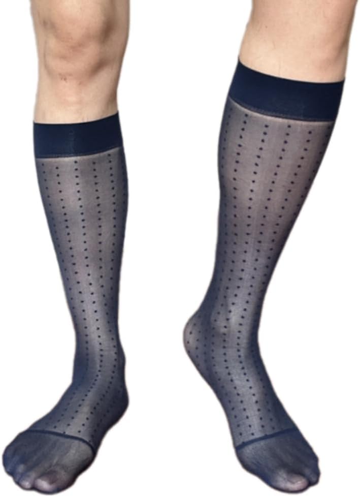 Mens Sheer Business Dress Socks Long Over the Calf Dress or Work Socks Nylon Dress Socks Knee Highs Dress Socks