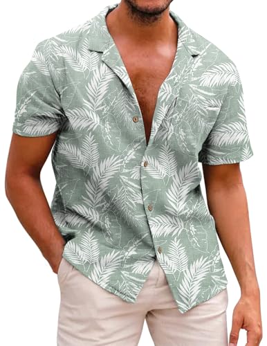 Image of Men's Hawaiian Shirt Tops Vintage Short Sleeve Button Down Beach Shirt Male Tropical Floral Summer Pullover Party Holiday